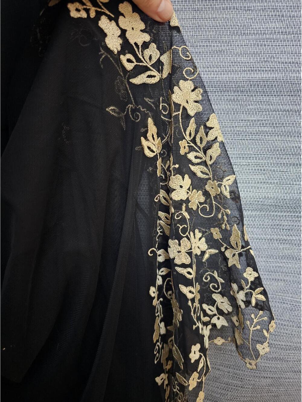 Newport News Dress Black Womens 12 Sheer Floral Embroidery - Picture 4 of 8